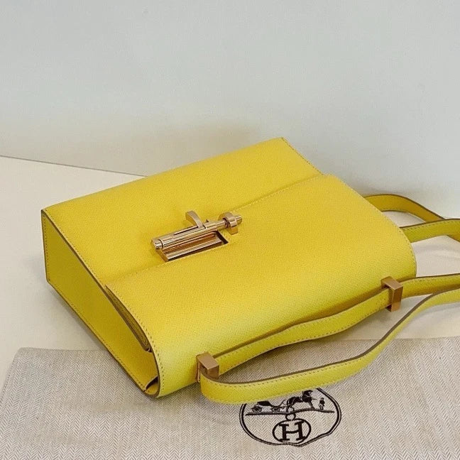 Hermes Verrou23 Epsom Shoulder Bag Yellow Gold Women Classic Fashion