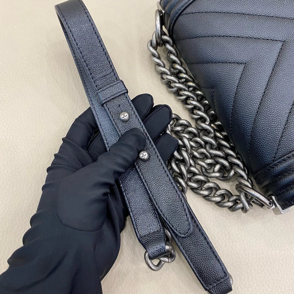 CHANEL LeBoy Small Black Leather Shoulder Bag For Women