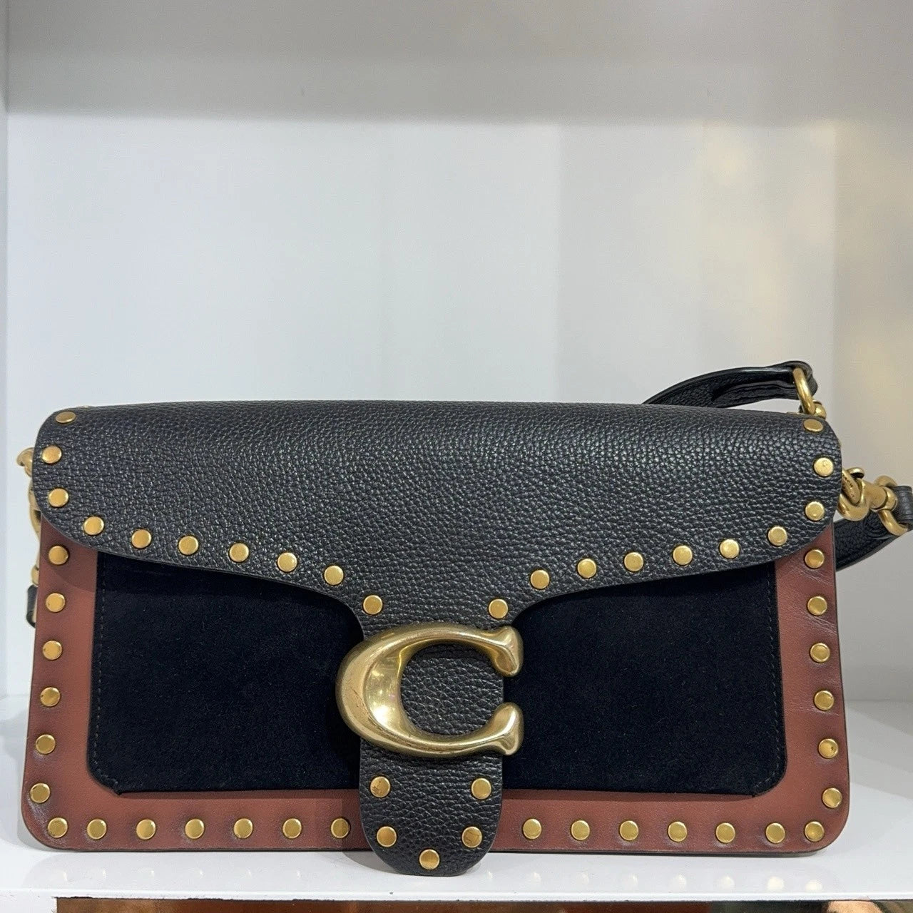 Coach Tabby 26 Black Leather Rivet Shoulder Handbag Crossbody For Women