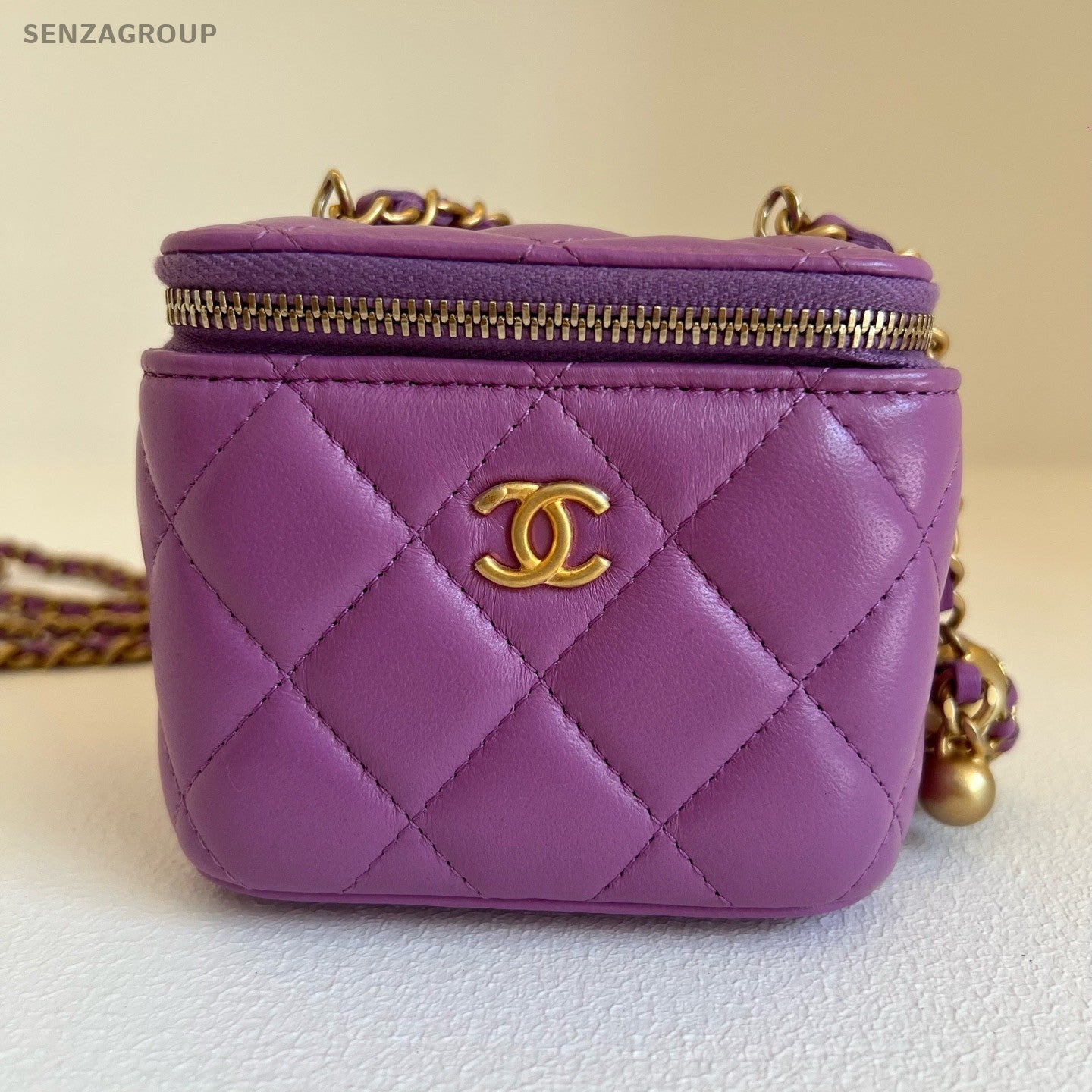CHANEL 22S Box Lambskin Chain SHoulder bag Crossbody Women Purple Gold