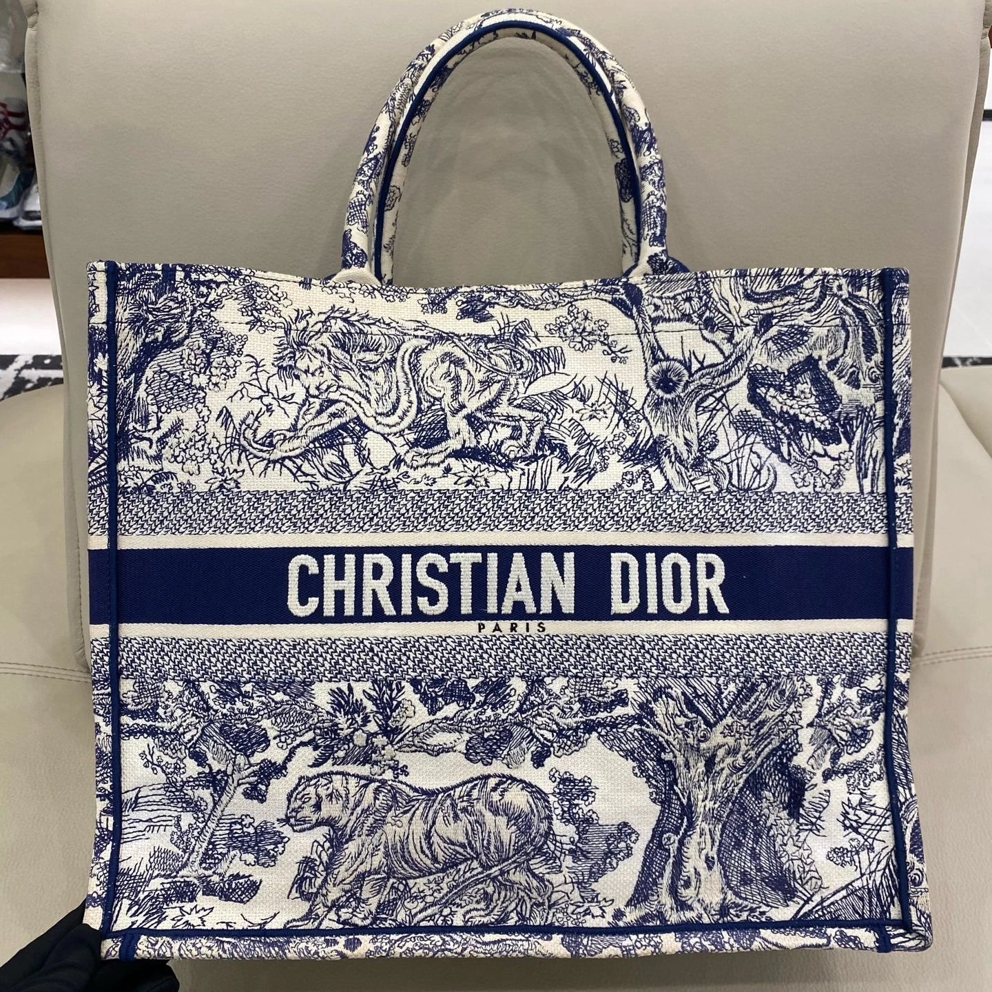 Dior Large Zoo Pattern Canvas Tote Bag For Women