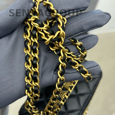 Chanel 24C Letter Handle Black Gold Lambskin Chain Shoulder Crossbody Bag