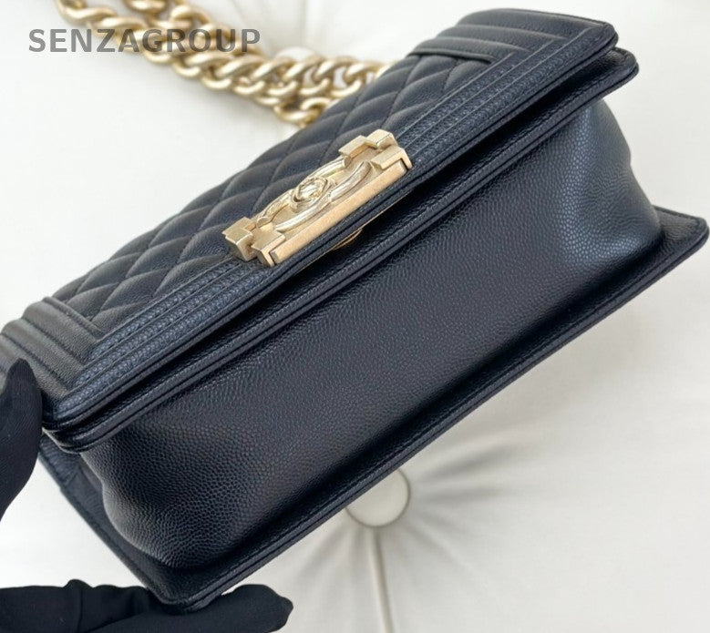 Chanel Leboy PM Chain Shoulder Bag Crossbody Black Gold Women Classic Designer