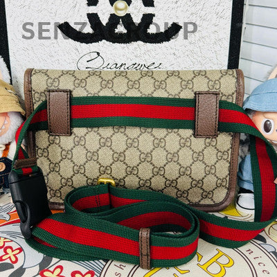 Gucci GG Marmont Tiger Head Waist Bag Brown Unisex Classic Crossbody