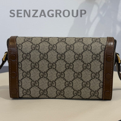 Gucci 1955 Horsebit Box Bag Brown Gold Buckle Shoulder Crossbody Women