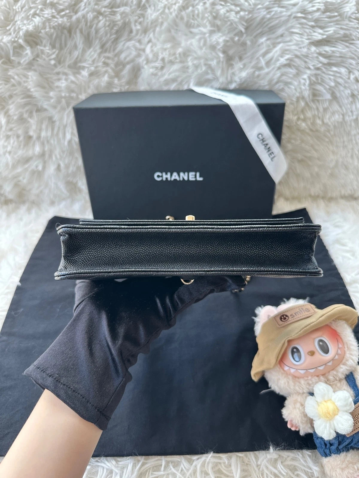 CHANEL Grained Leather Backpack Handbag Shoulder Bag For Women