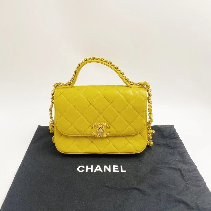 CHANEL19Bag Yellow Top Handle Crossbody Bag For Women