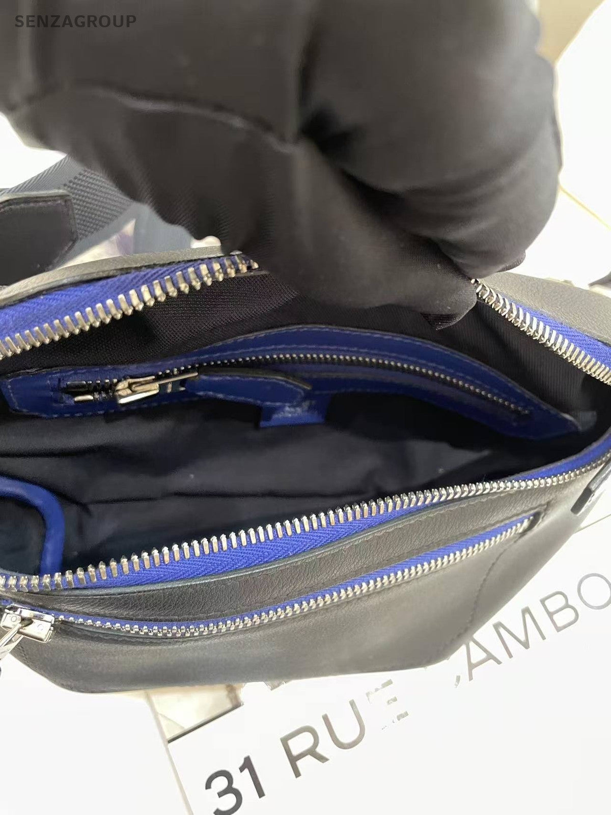 Hermes Cityslide Black Blue Swift Leather Shoulder Bag for Women