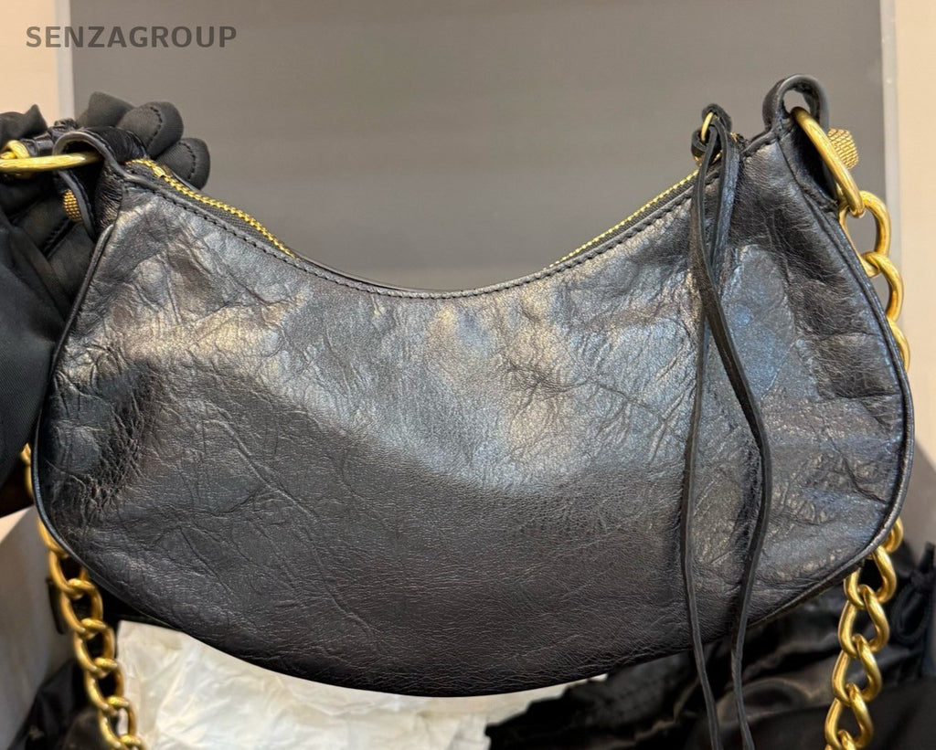 Balenciaga Le City Chain Shoulder Bag Black Gold Women Classic Fashion