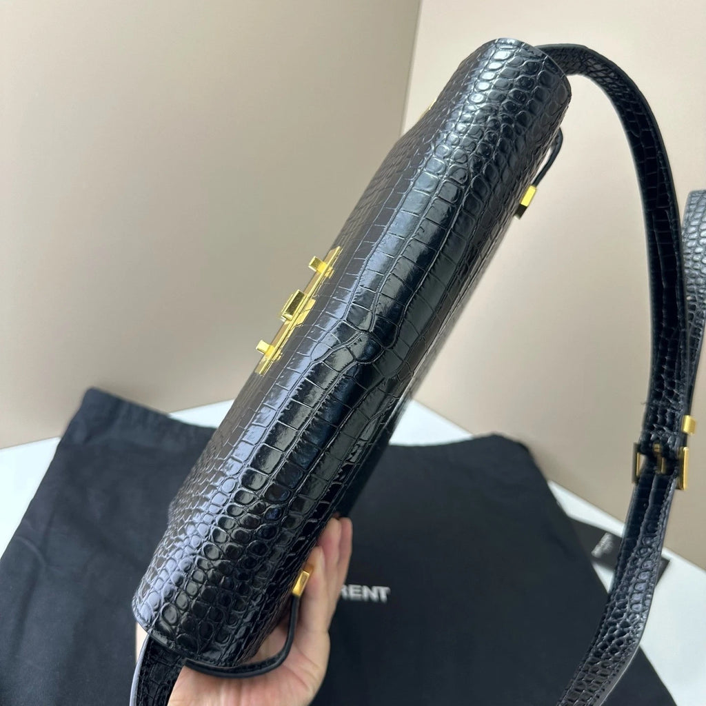 YSL Manhattan Medium Black Gold Shoulder Bag For Women