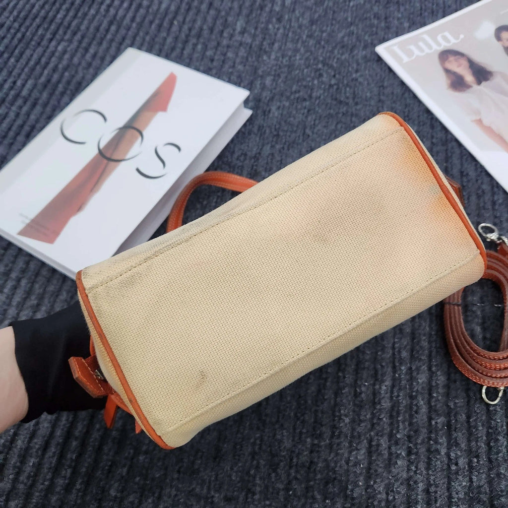 Burberry Vintage Orange Canvas Mini Bowling Bag For Women