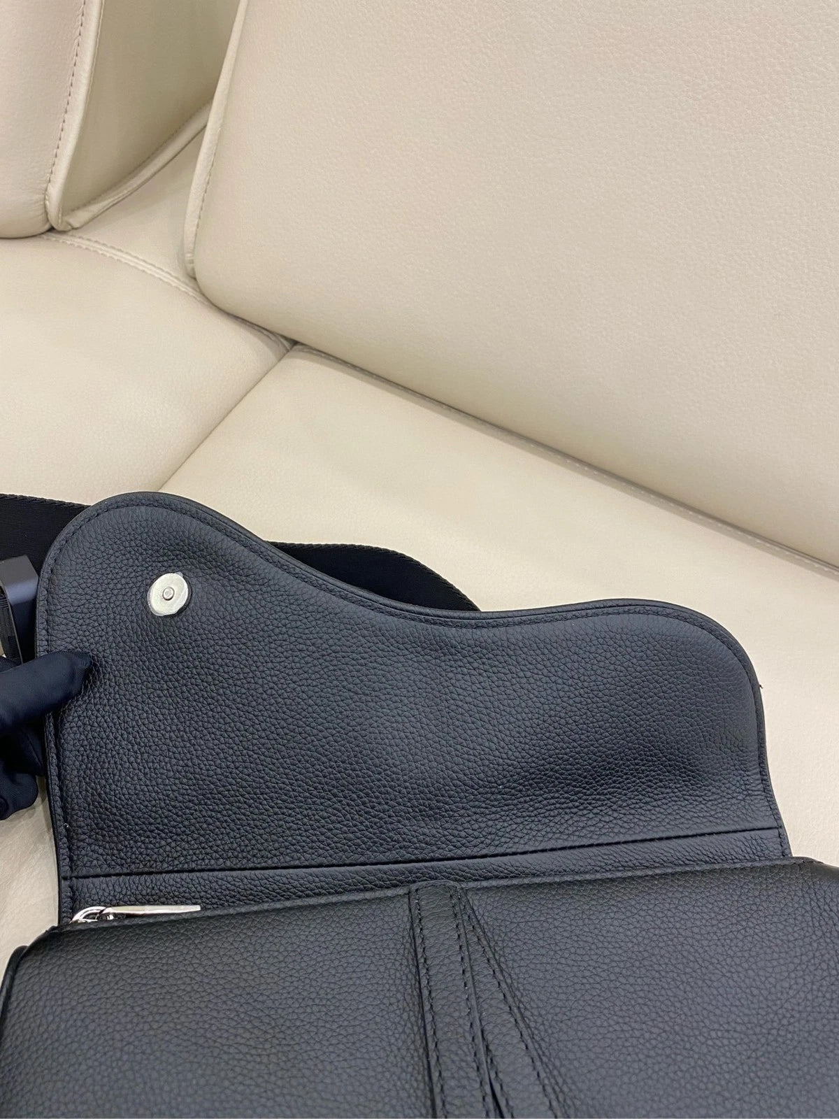 Dior Medium Saddle Black Calfskin Shoulder Bag For Women
