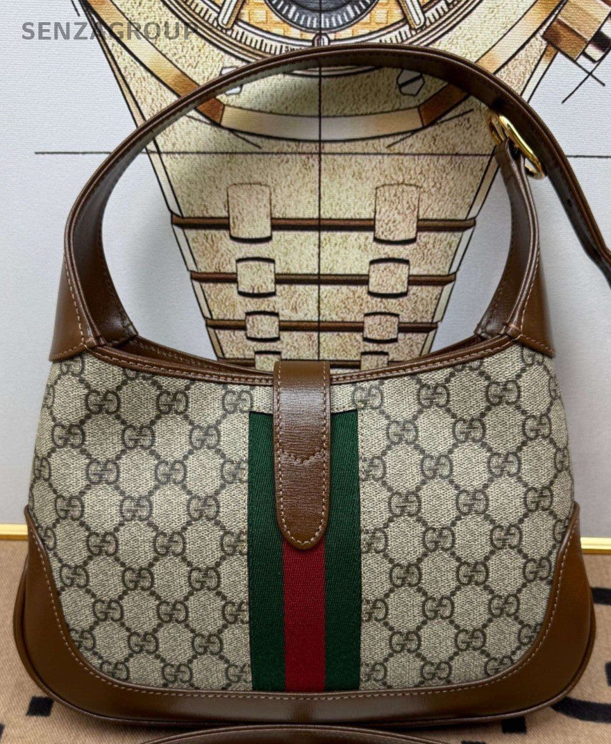 Gucci Jackie1961 PM Canvas Ophidia Handbag Shoulder Bag Brown Women Classic
