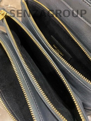 YSL Dark Grey Quilted Chain Shoulder Bag Gold Hardware Classic Fashion
