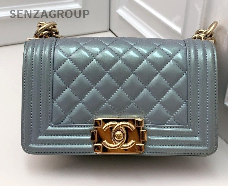 CHANEL Leboy Leather 2ways Shoulder Crossbody Bag Women Blue