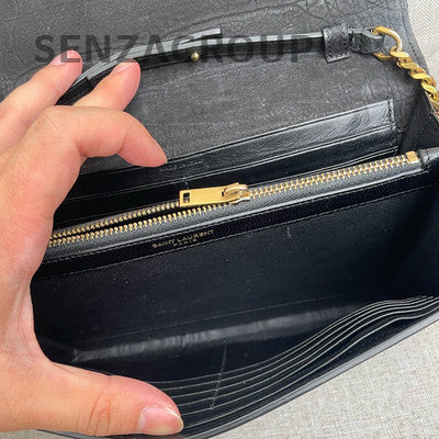 Saint Laurent WOC Black Gold Chain Crossbody Bag Classic Women's