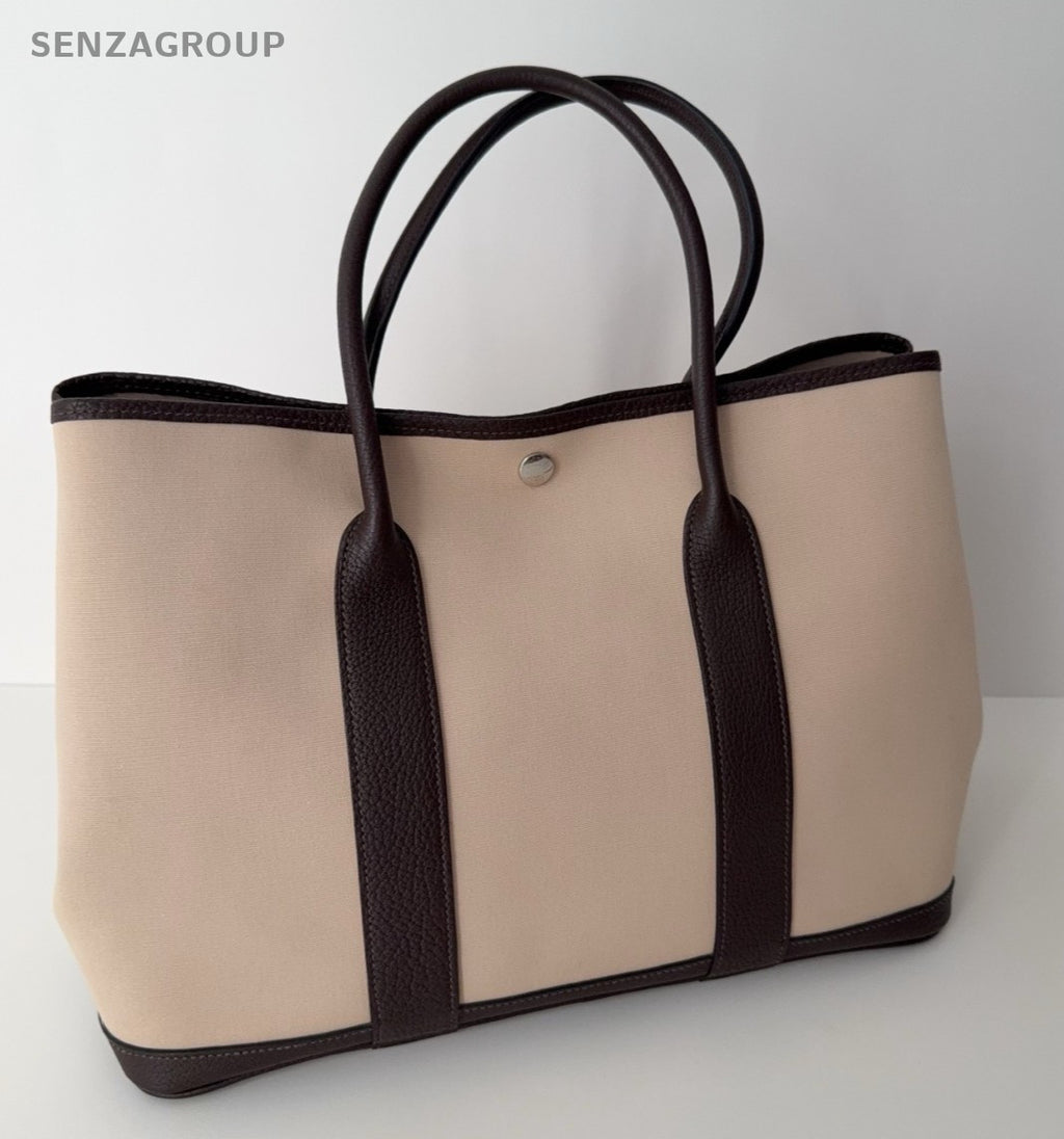 Hermes Garden Party36  Tote Canvas Top Handle Beige Almost Brand NEW