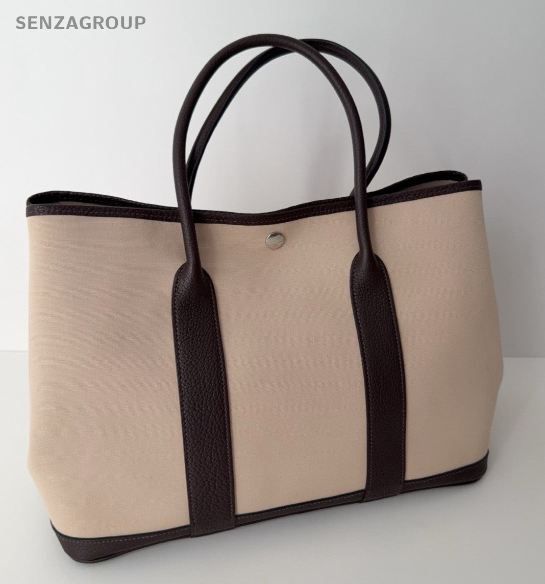 Hermes Garden Party36  Tote Canvas Top Handle Beige Almost Brand NEW