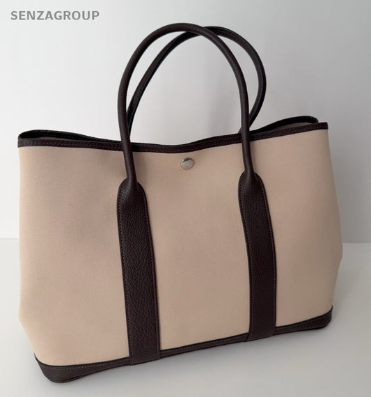 Hermes Garden Party36  Tote Canvas Top Handle Beige Almost Brand NEW
