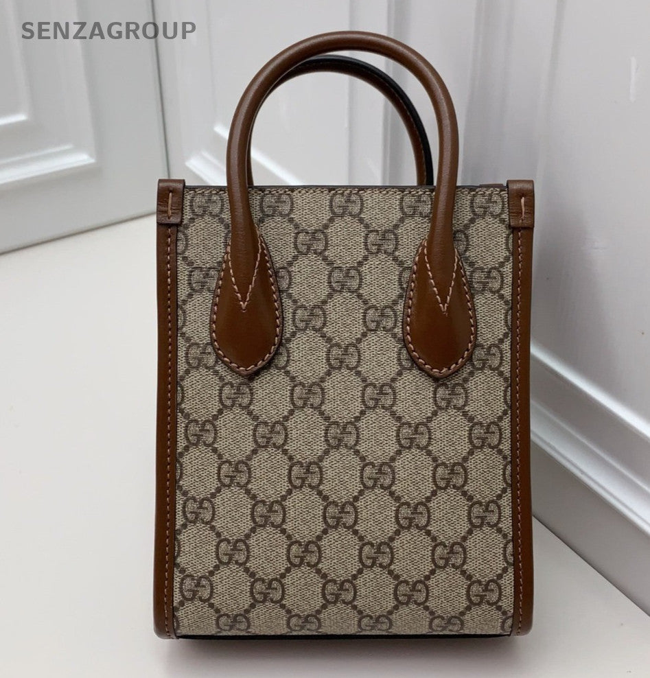 Gucci Retro Tote Mini Ophidia Top Handle Bag Crossbody Brown Unisex Adults