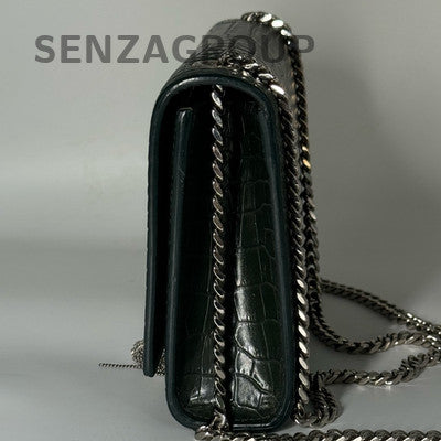 Saint Laurent YSL Kate Small Tassel Chain Shoulder Bag Green Silver