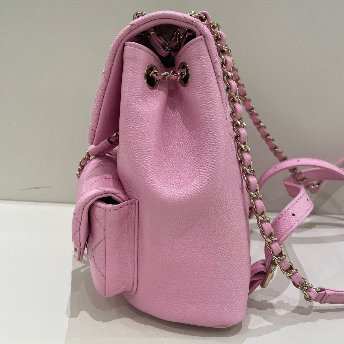 Chanel Quilted Duma Backpack Pink Gold Classic Fashion Women