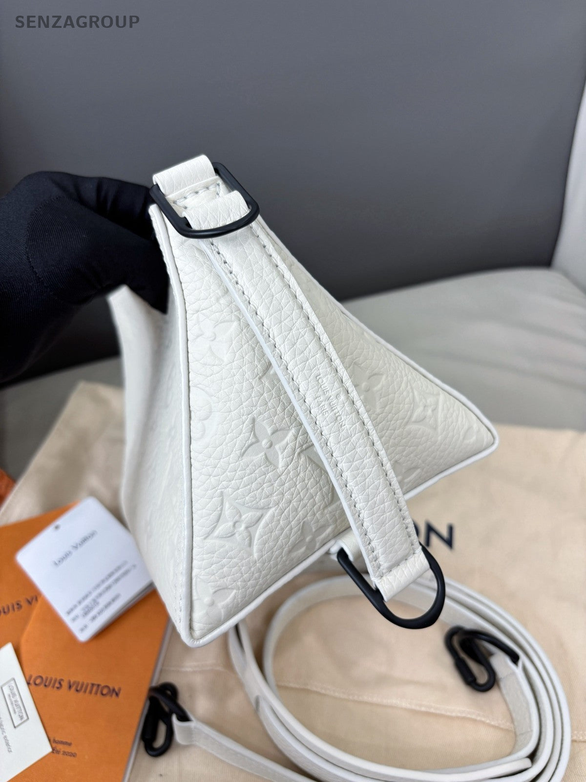 Louis Vuitton Triangle Monogram Empreinte Shoulder Handbag Crossbody White