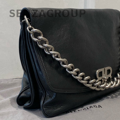 Balenciaga 23S BB SOFT Large Shoulder Crossbody Bag Black Silver Hardware