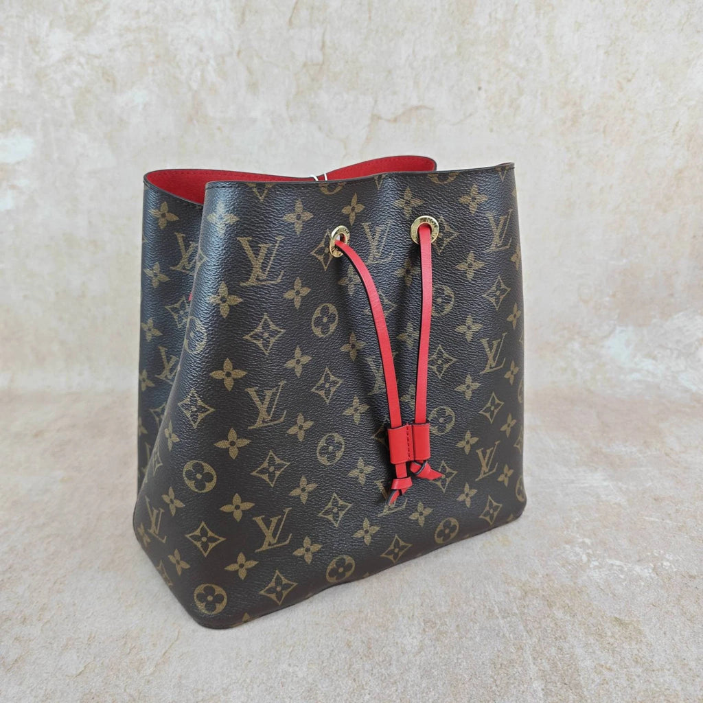 Louis Vuitton NEONOE Monogram Canvas Red Bucket Bag For Women