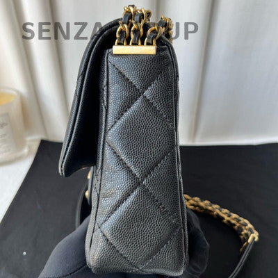 Chanel Black Gold Quilted Triple Chain CF Shoulder Crossbody Bag