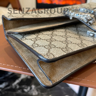 Gucci Dionysus GG Supreme Brown Silver Chain Shoulder Bag Classic Women
