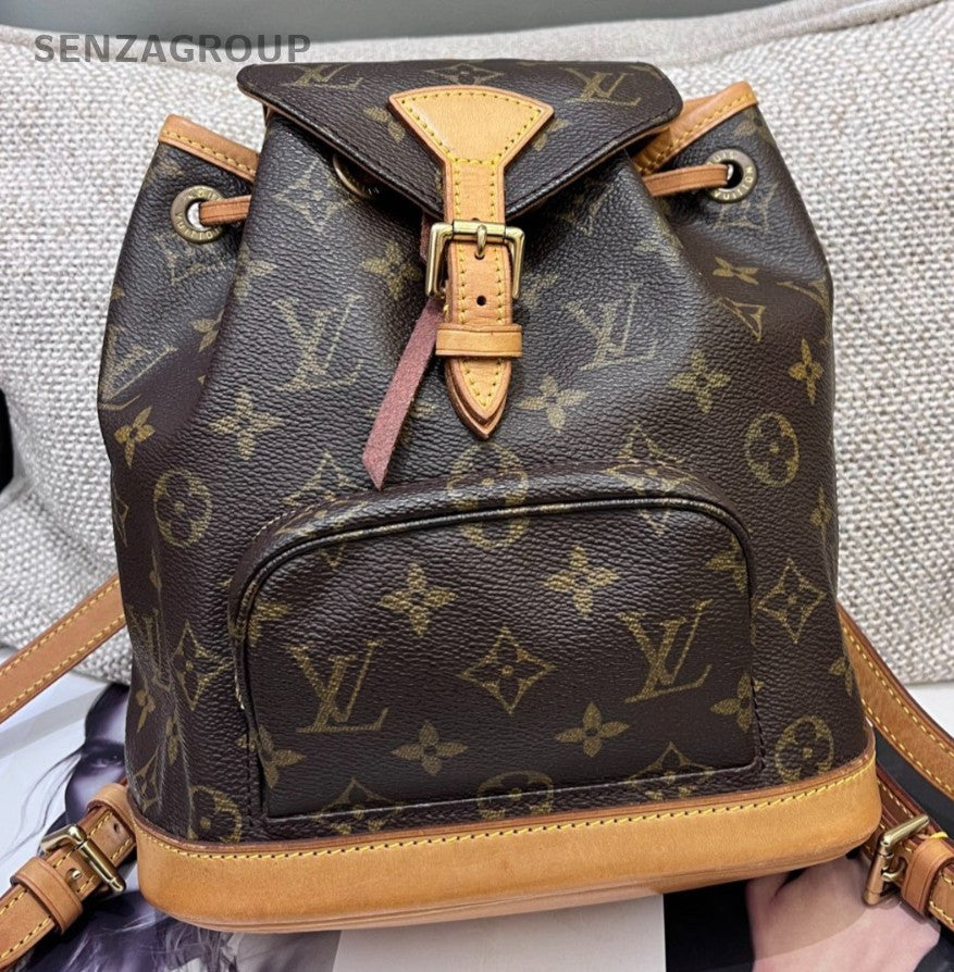 Louis Vuitton Monogram Mini Backpack Brown Gold Women Vintage Classic
