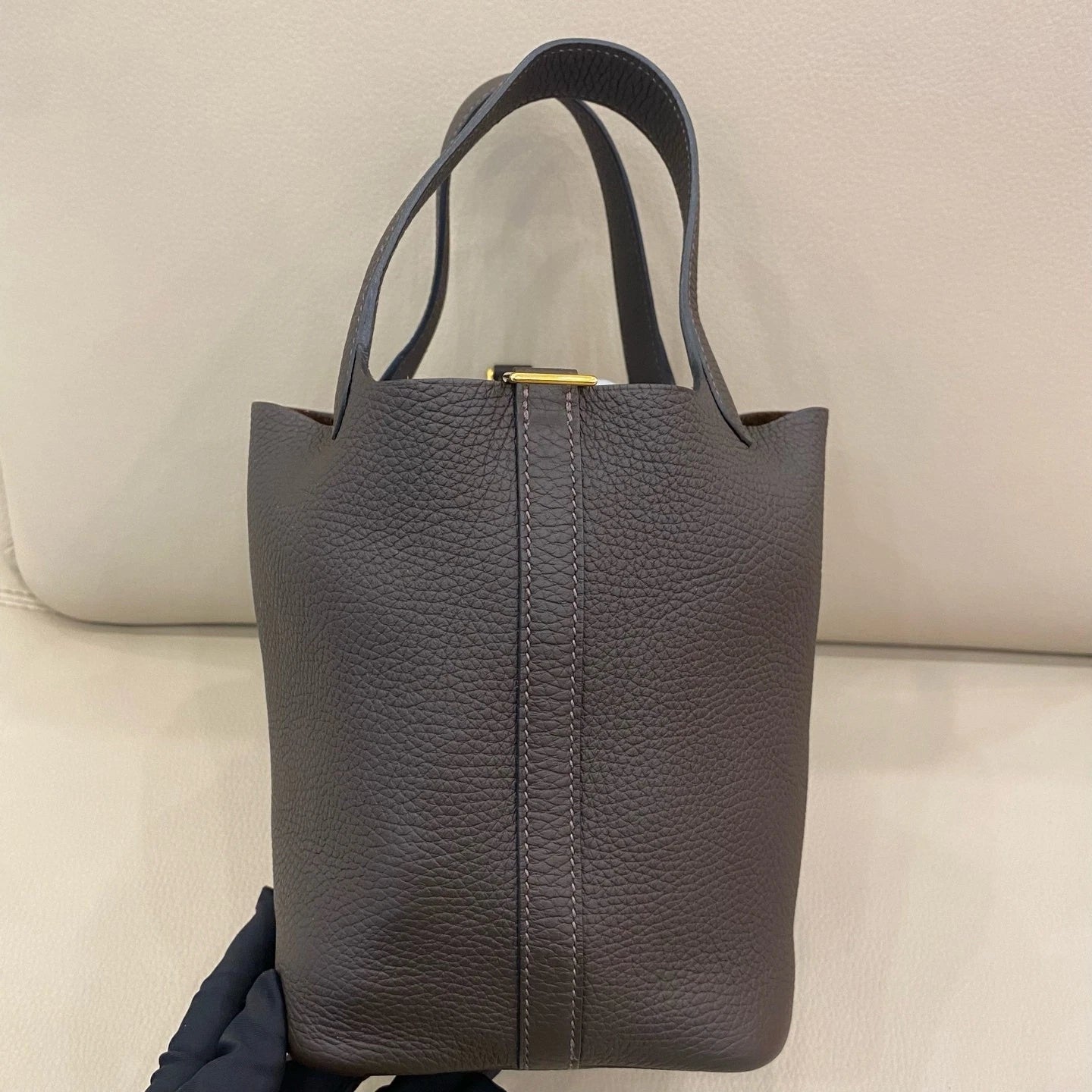 Hermes Picotin18 Brown Leather Gold Hardware Bucket Bag Women