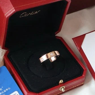 Excellent Cartier Love Classic Ring 18k Au750 Rose Gold 6Diamonds EU64/US10.75