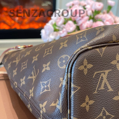 Louis Vuitton Neverfull MM Monogram Tote Bag Brown Classic Women's