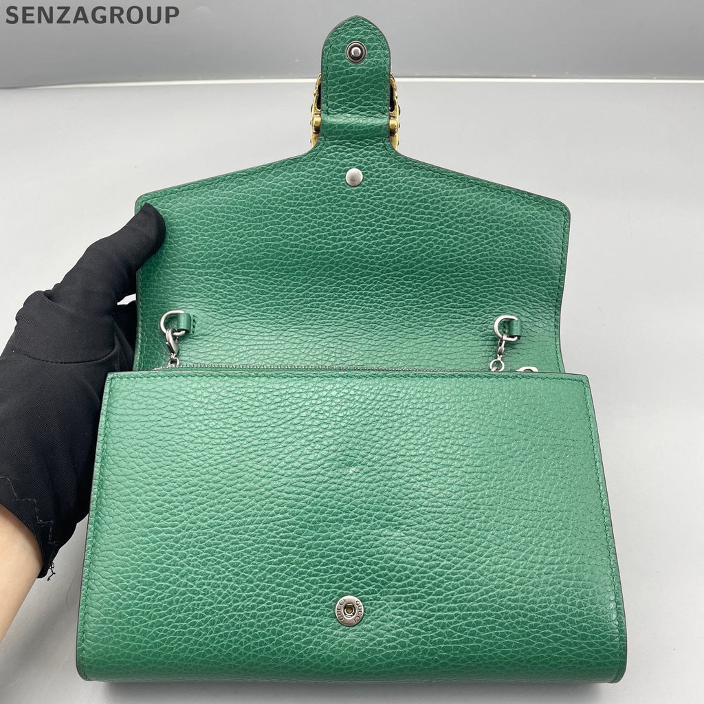 Gucci Dionysus WOC Chain Shoulder Crossbody Bag Green Silver Women Classic