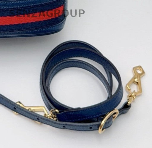 Gucci Ophidia Bucket Top Handle Bag Crossbody Blue Gold Women Classic Fashion