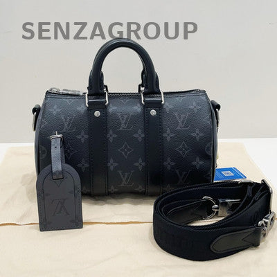 Louis Vuitton Black Silver Monogram Keepall 25 Handbag Unisex