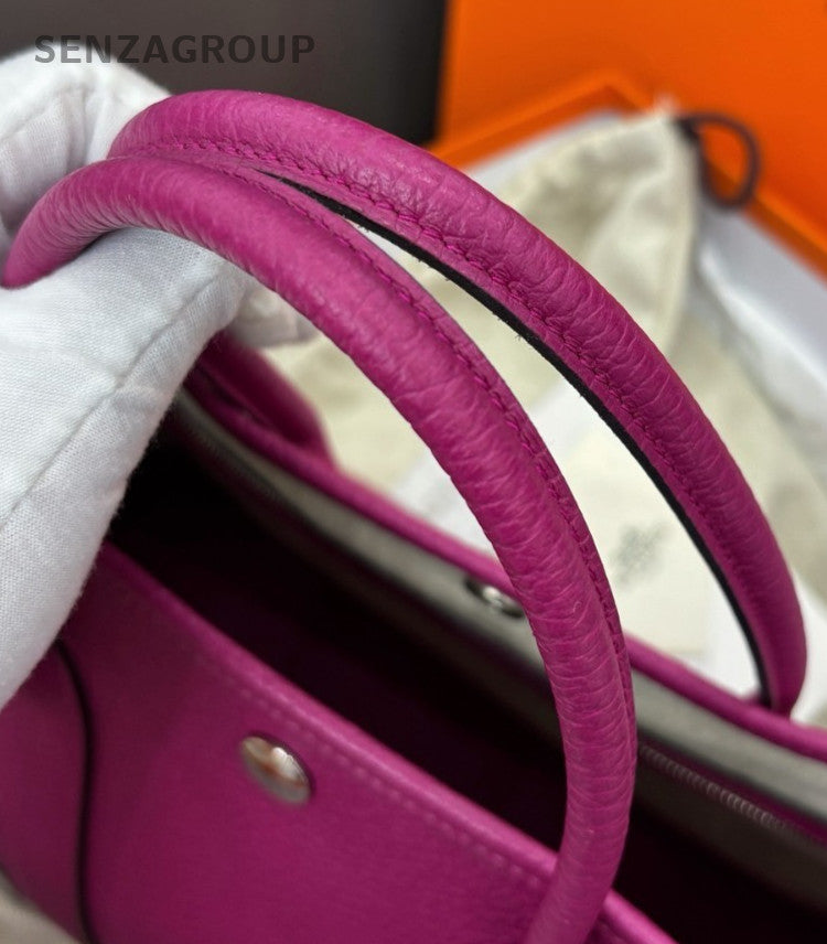 Hermes L3 Garden30 Top Handle Bag Purple Silver Used Women Designer
