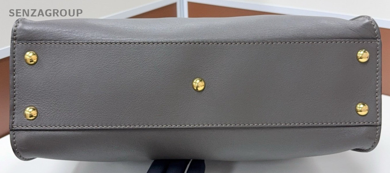 Fendi  Peekaboo MM Top Handle 2way Shoulder Handbag Gray