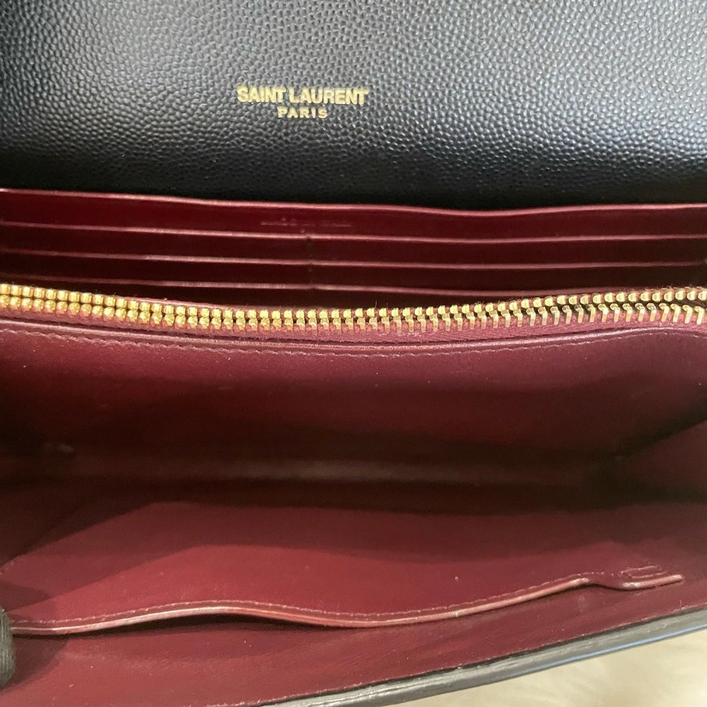 Saint Laurent Envelope Chain Shoulder Crossbody Bag Black Gold Classic