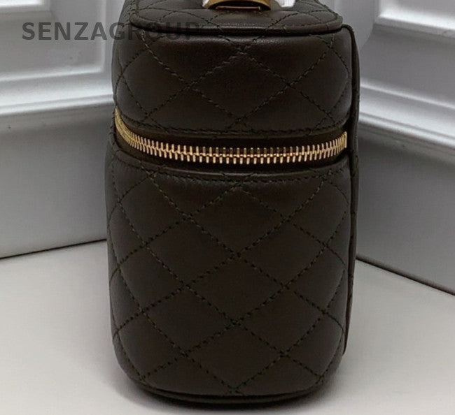 Saint Laurent Gaby Mini Lambskin Top Handle Bag Crossbody Green Gold Women