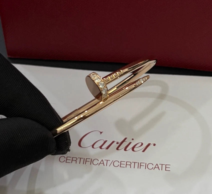 Cartier Juste Un Clou 18k Rose Gold Wide Bangle Bracelet Diamonds Size18