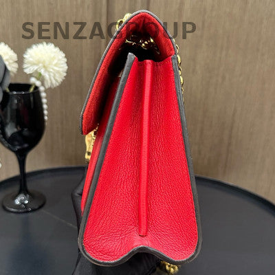 Louis Vuitton Victoria Monogram Red Chain Crossbody Bag Women