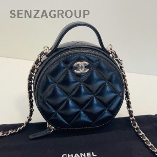 CHANEL Diamond Top Handle 2way Chain Shoulder bag Crossbody Black Gold Women