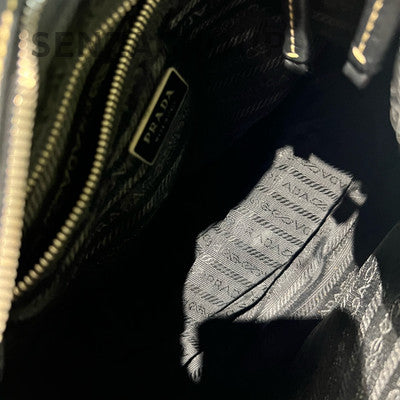 Prada Black Silver Nylon Hobo Shoulder Bag Classic Fashion Women