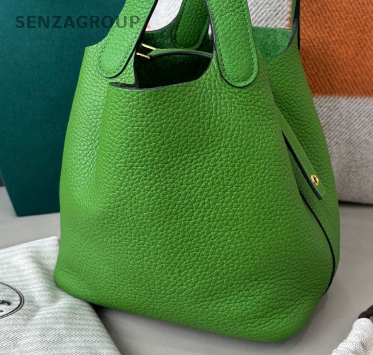 Hermes Picotin18 Top Handle Bag Green Gold Used Women Classic Fashion