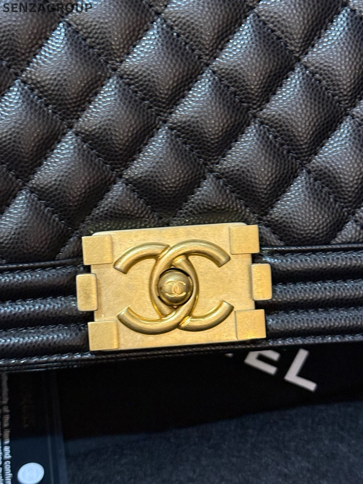 Chanel Black Gold Medium Le Boy Quilted Chain Shoulder Bag Classic