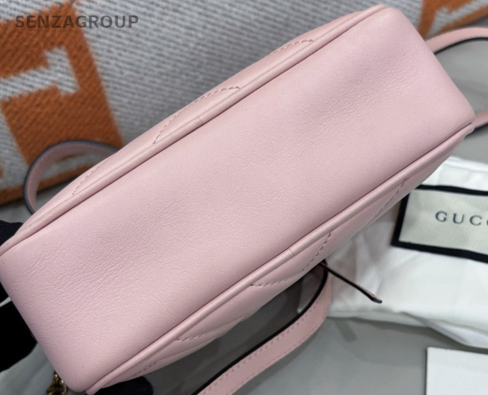Gucci Marmont PM 2Way Shoulder Bag Crossbody Pink Gold Women Classic Designer