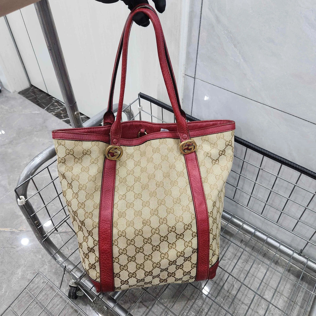 Gucci Canvas Monogram Tote Shoulder Handbag For Women